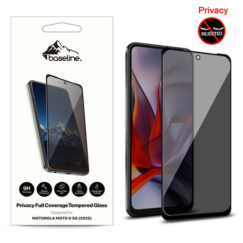 Baseline Privacy Full Coverage Tempered Glass Screen Protector for Motorola Moto G 5G (2025) - Black